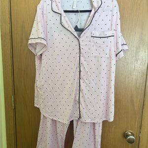 Chic Pink Polka Dot Pajama Set